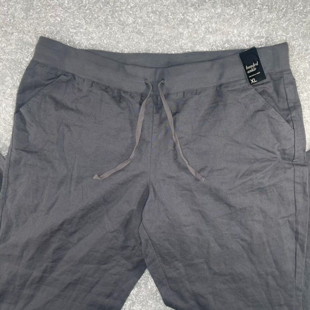 NWT NY & Co Womens Gray Linen Blend Jogger Pant Sz XL Beachy Casual Leisure - Picture 8 of 11